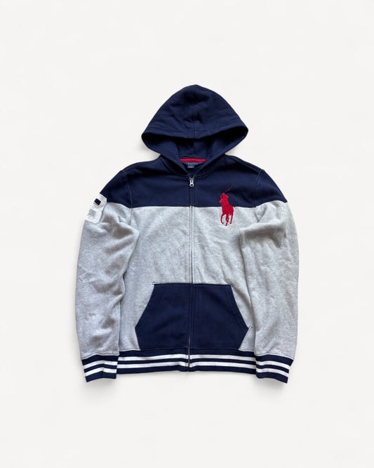 RALPH LAUREN GREY ZIP UP HOODIE (M)