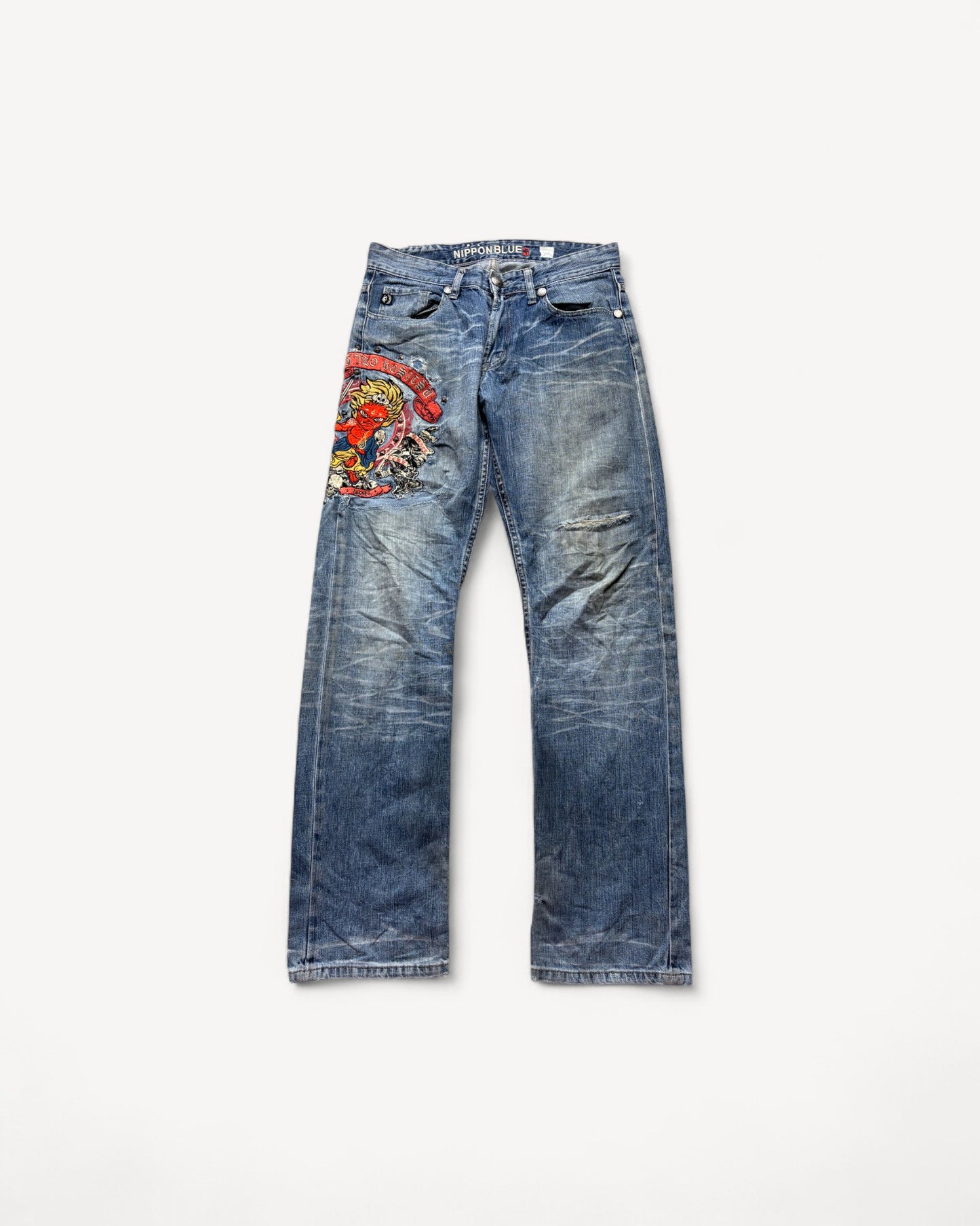 JAPANESE EMBROIDERED DENIM W32 L32 #JAP4