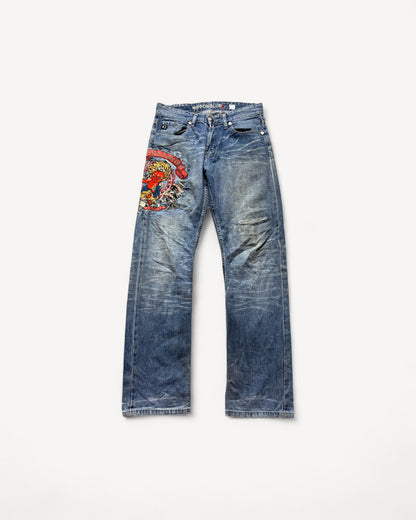 JAPANESE EMBROIDERED DENIM W32 L32 #JAP4