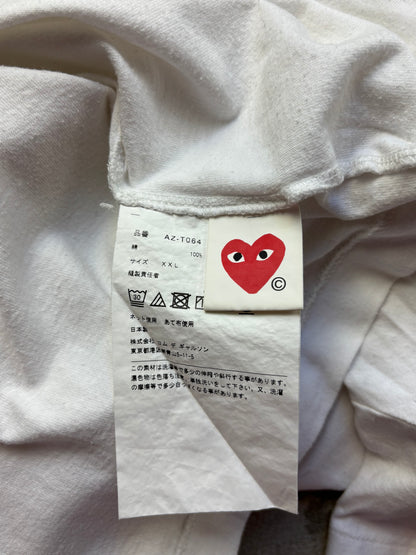 CDG PLAY WHITE T-SHIRT (L/XL)