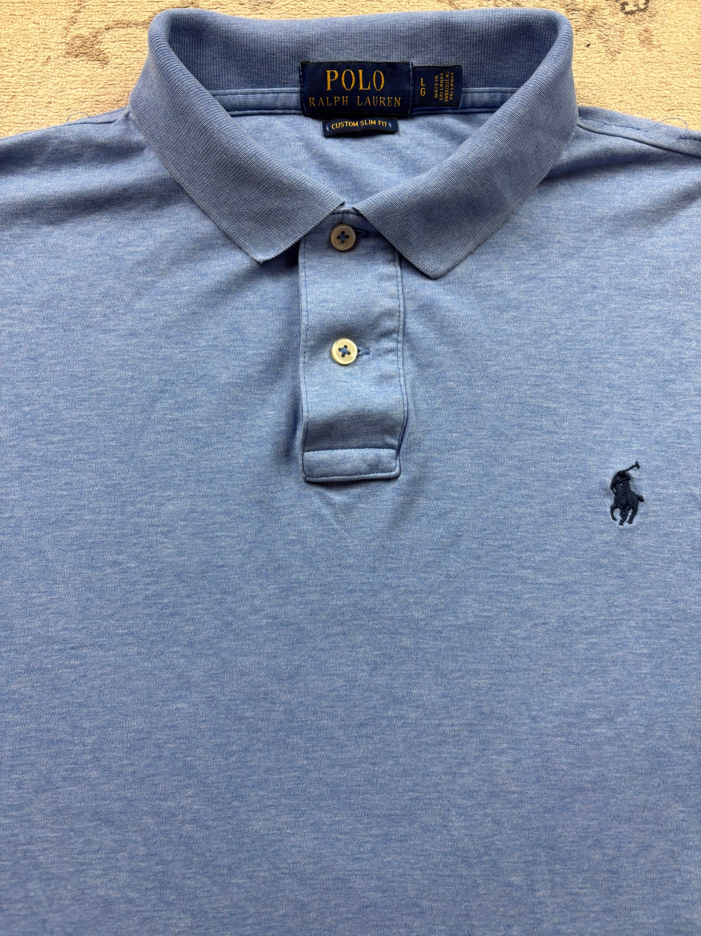 RALPH LAUREN LONGSL. POLO SHIRT BABYBLUE (L)