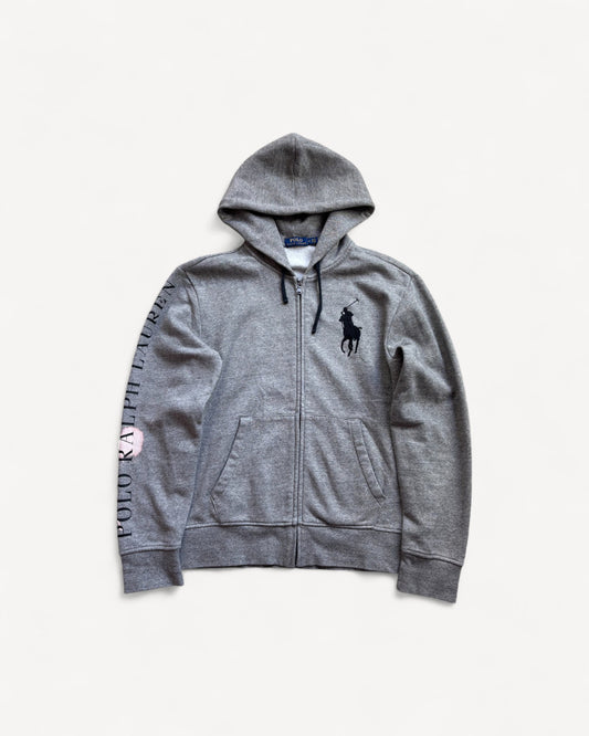 RALPH LAUREN GREY ZIP UP HOODIE (M)