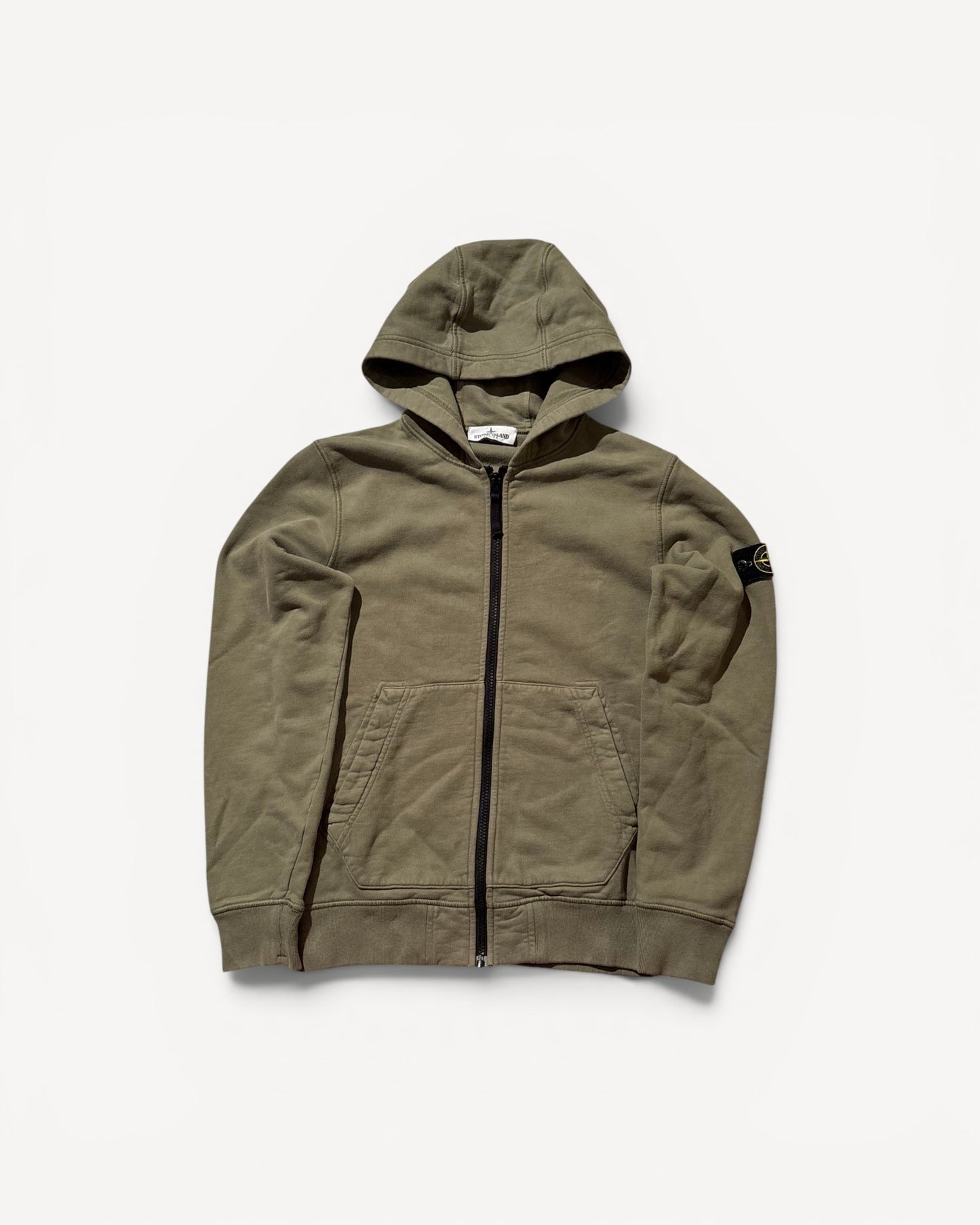 STONE ISLAND BEIGE ZIP UP HOODIE (S)