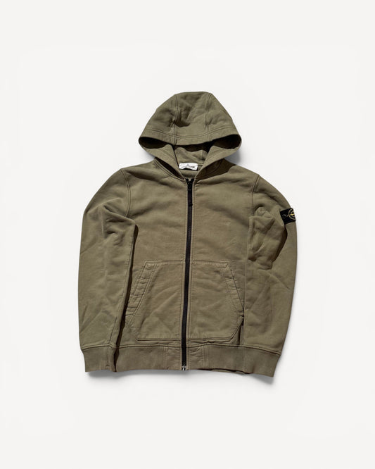 STONE ISLAND BEIGE ZIP UP HOODIE (S)