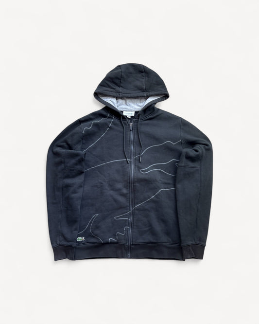 LACOSTE BLACK ZIP UP HOODIE (S)