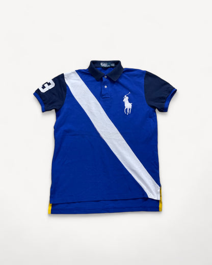 RALPH LAUREN POLO SHIRT BLUE/WHITE (M)