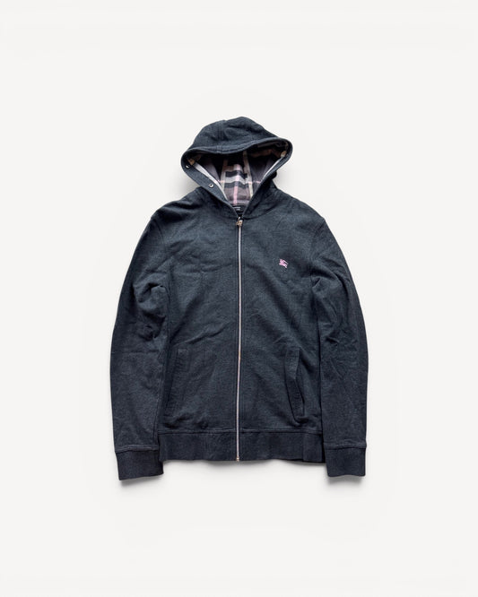 BURBERRY DARK GREY ZIP UP HOODIE (S)