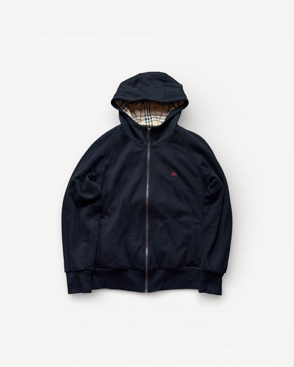 BURBERRY BLACK ZIP UP HOODIE (S/M)