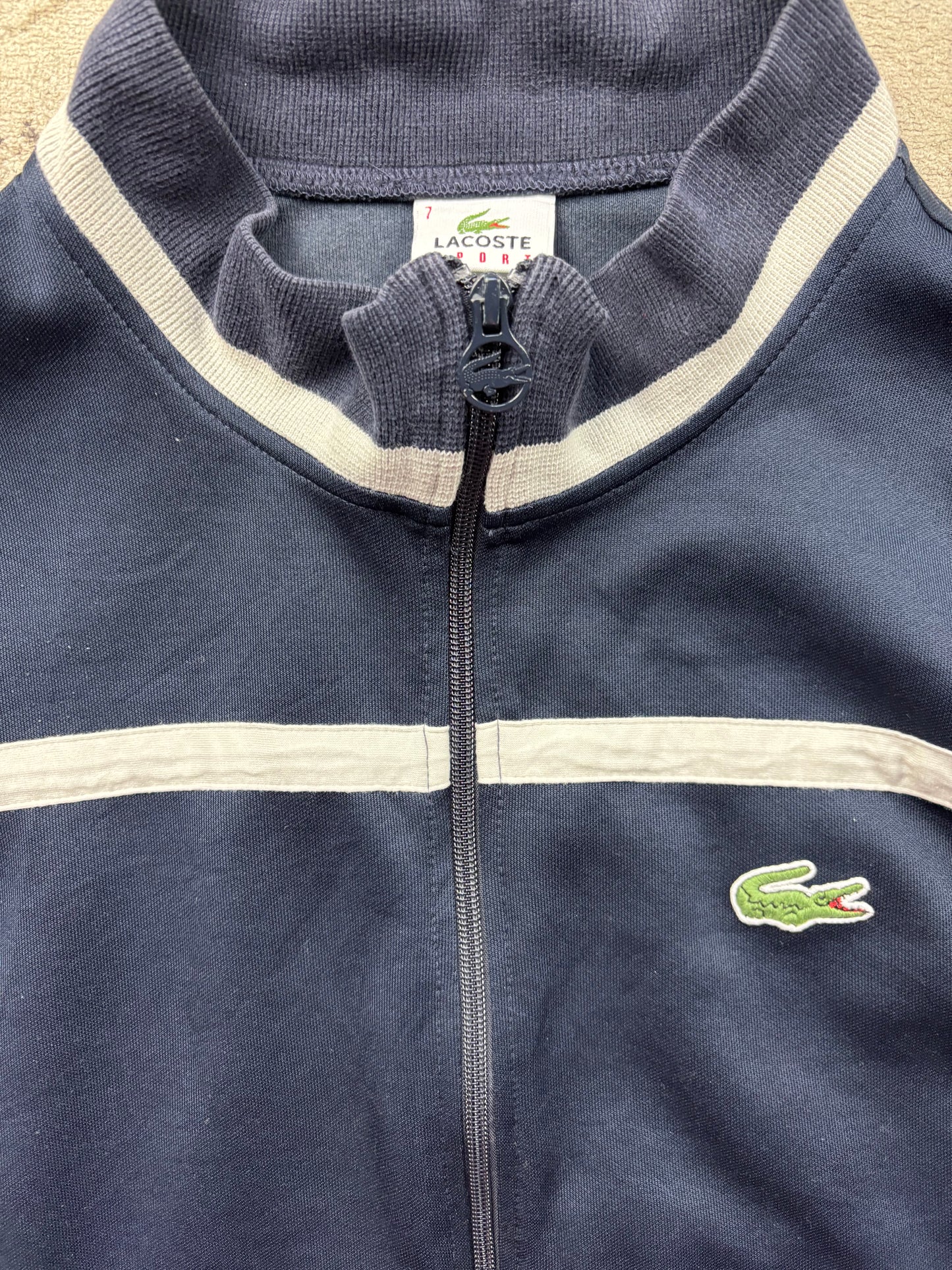 LACOSTE NAVY ZIP UP HOODIE (XL)