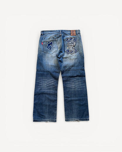 JAPANESE EMBROIDERED DENIM W36 L30 #JAP14