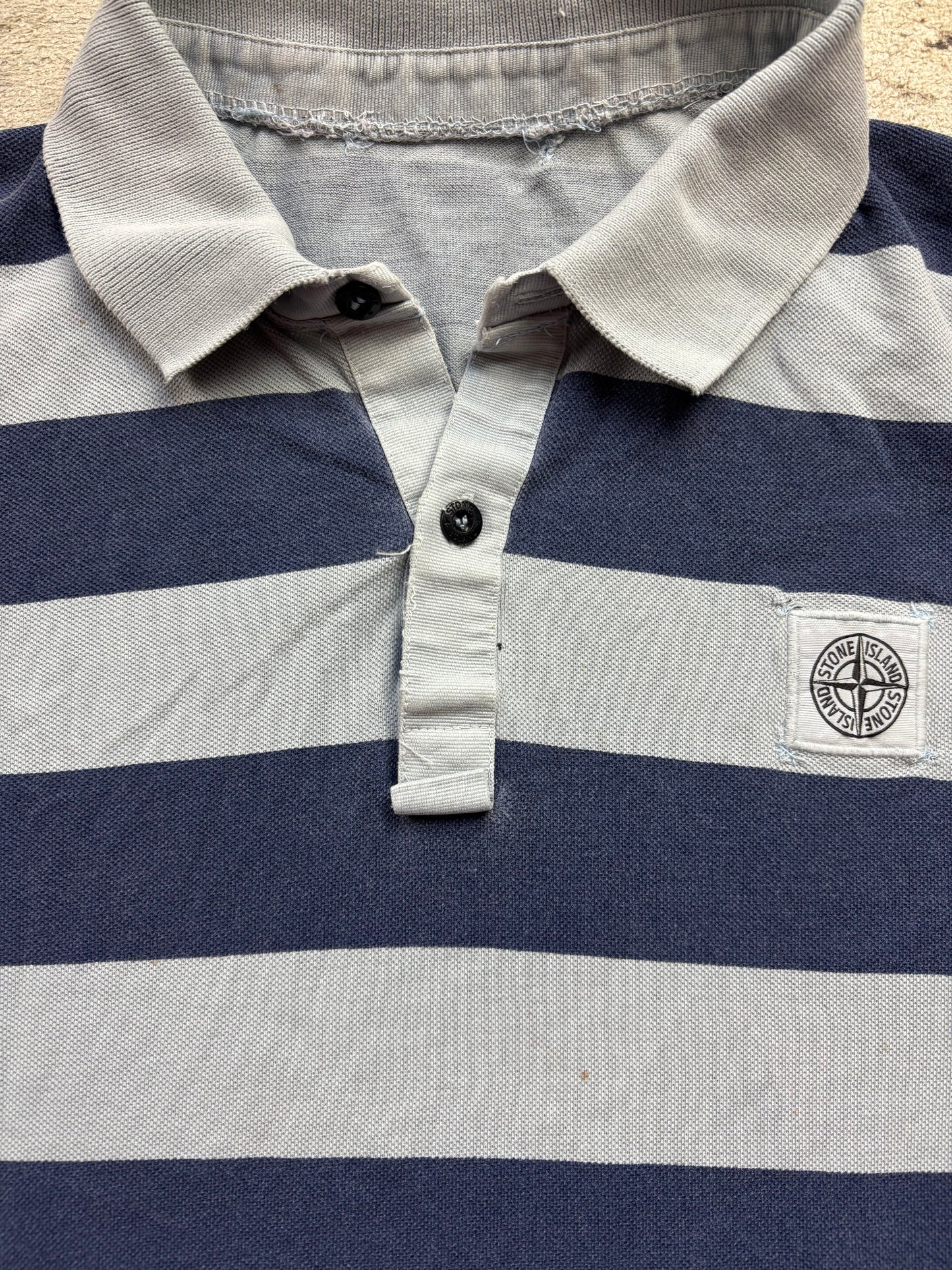 STONE ISLAND STRIPED POLO SHIRT (M)