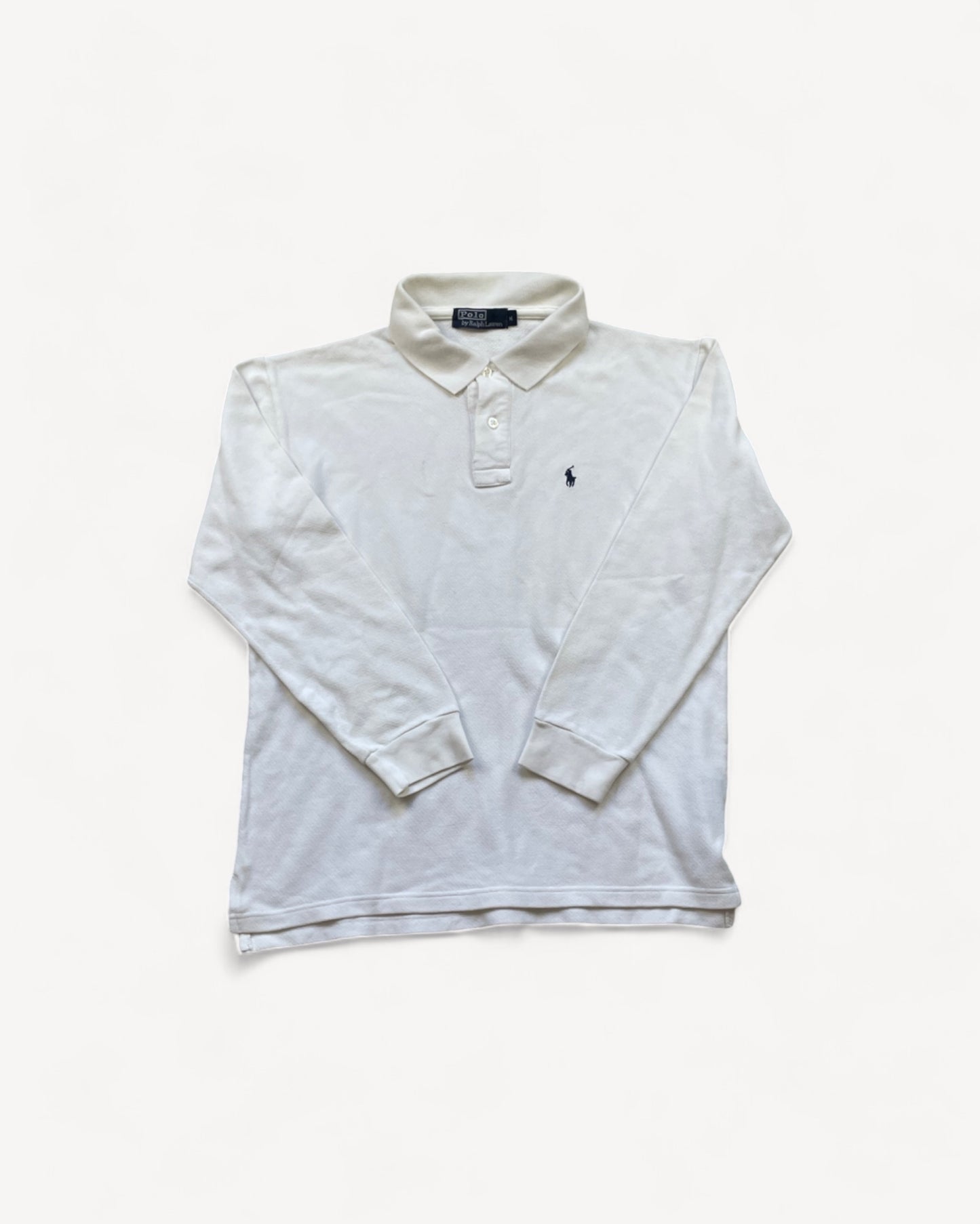 RALPH LAUREN LONGSL. POLO SHIRT WHITE (M)