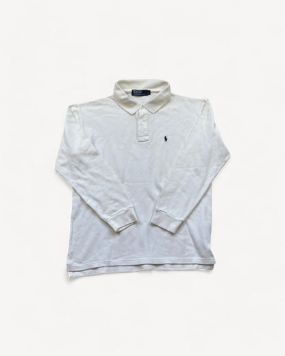 RALPH LAUREN LONGSL. POLO SHIRT WHITE (M)