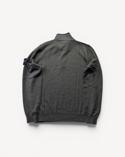 STONE ISLAND GREEN HALF ZIP UP KNIT (L)