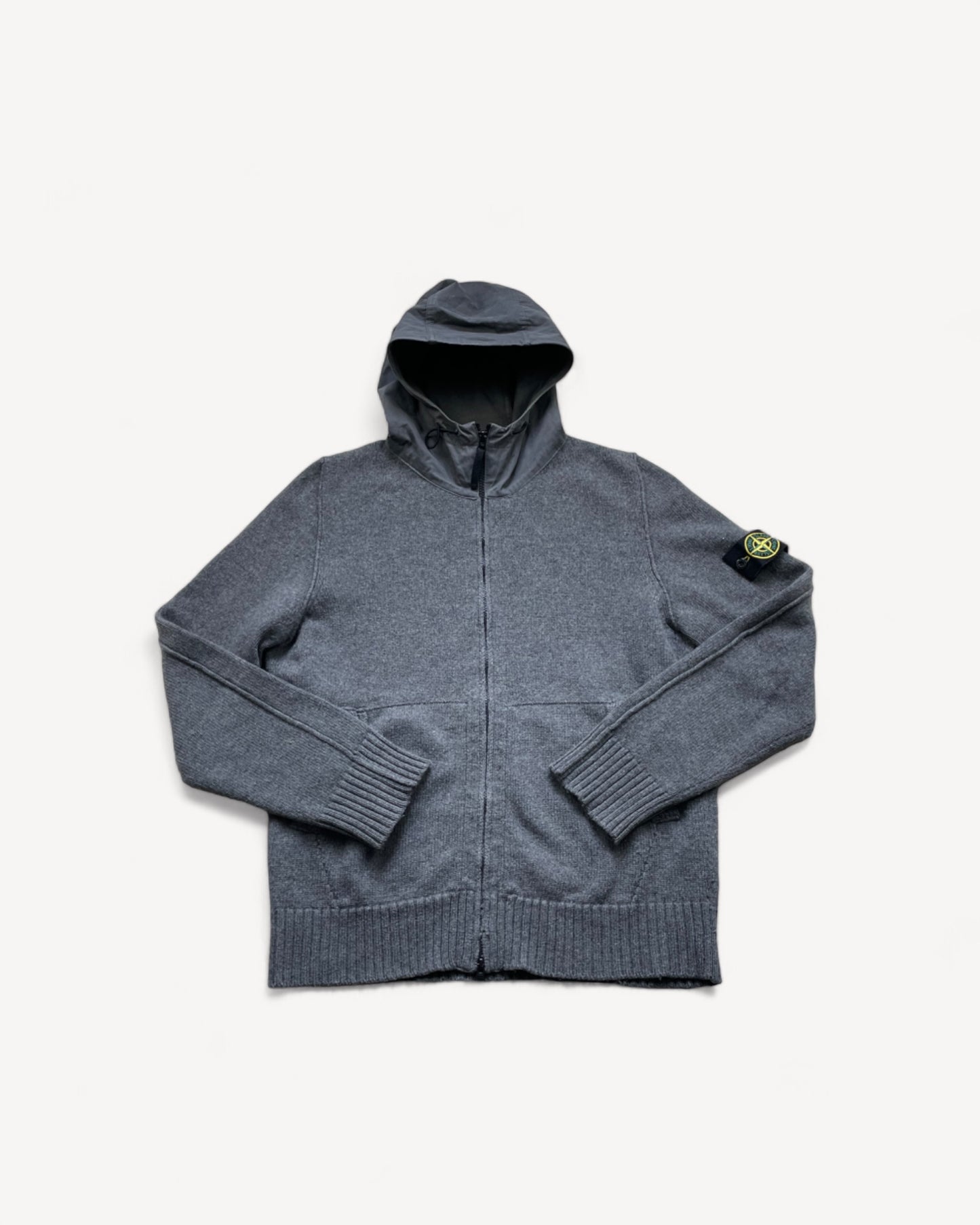 STONE ISLAND GREY ZIP UP KNIT (L/XL)