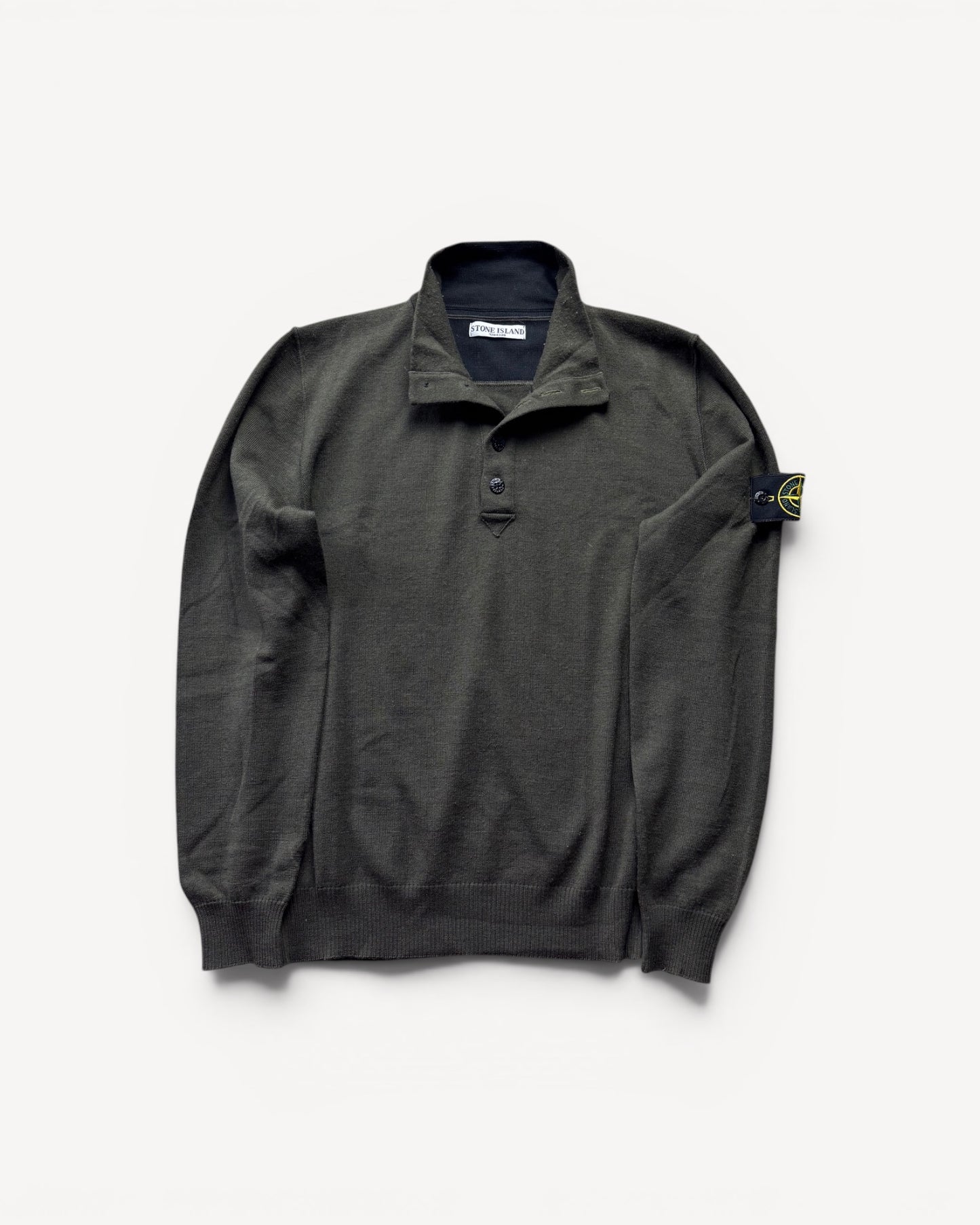 STONE ISLAND GREEN HALF ZIP UP KNIT (L)