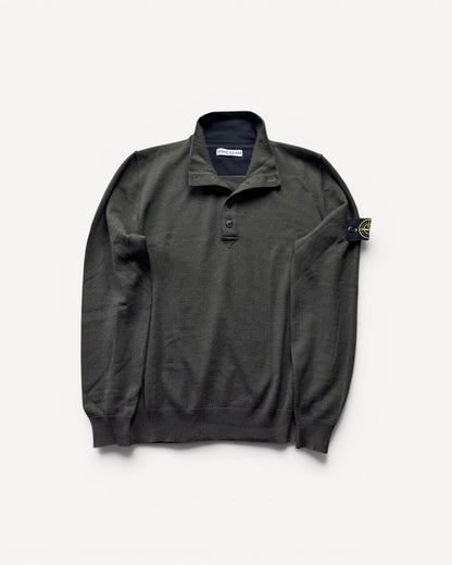 STONE ISLAND GREEN HALF ZIP UP KNIT (L)