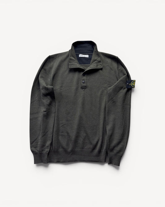 STONE ISLAND GREEN HALF ZIP UP KNIT (L)