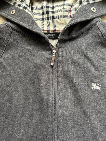 BURBERRY BLACK ZIP UP HOODIE (S)