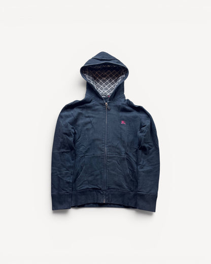 BURBERRY BLACK ZIP UP HOODIE (S)