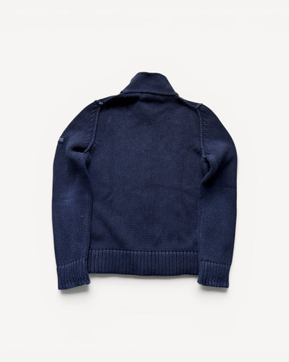 STONE ISLAND NAVY ZIP UP KNIT (L)