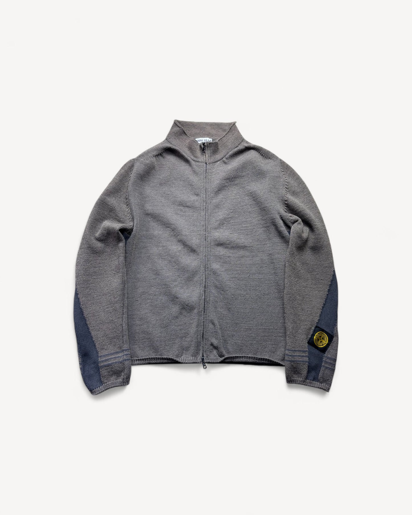 STONE ISLAND BROWN ZIP UP KNIT (L)