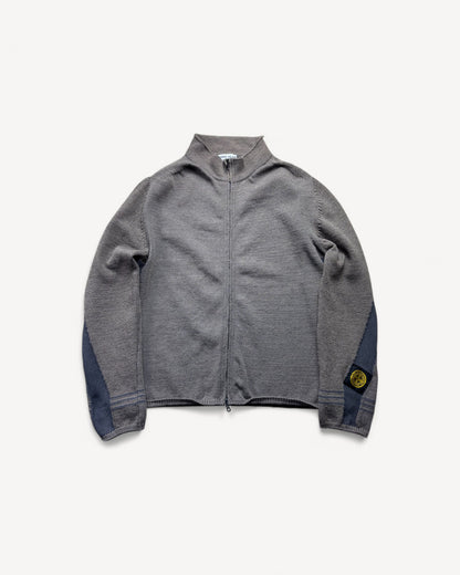 STONE ISLAND BROWN ZIP UP KNIT (L)