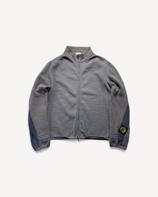STONE ISLAND BROWN ZIP UP KNIT (L)