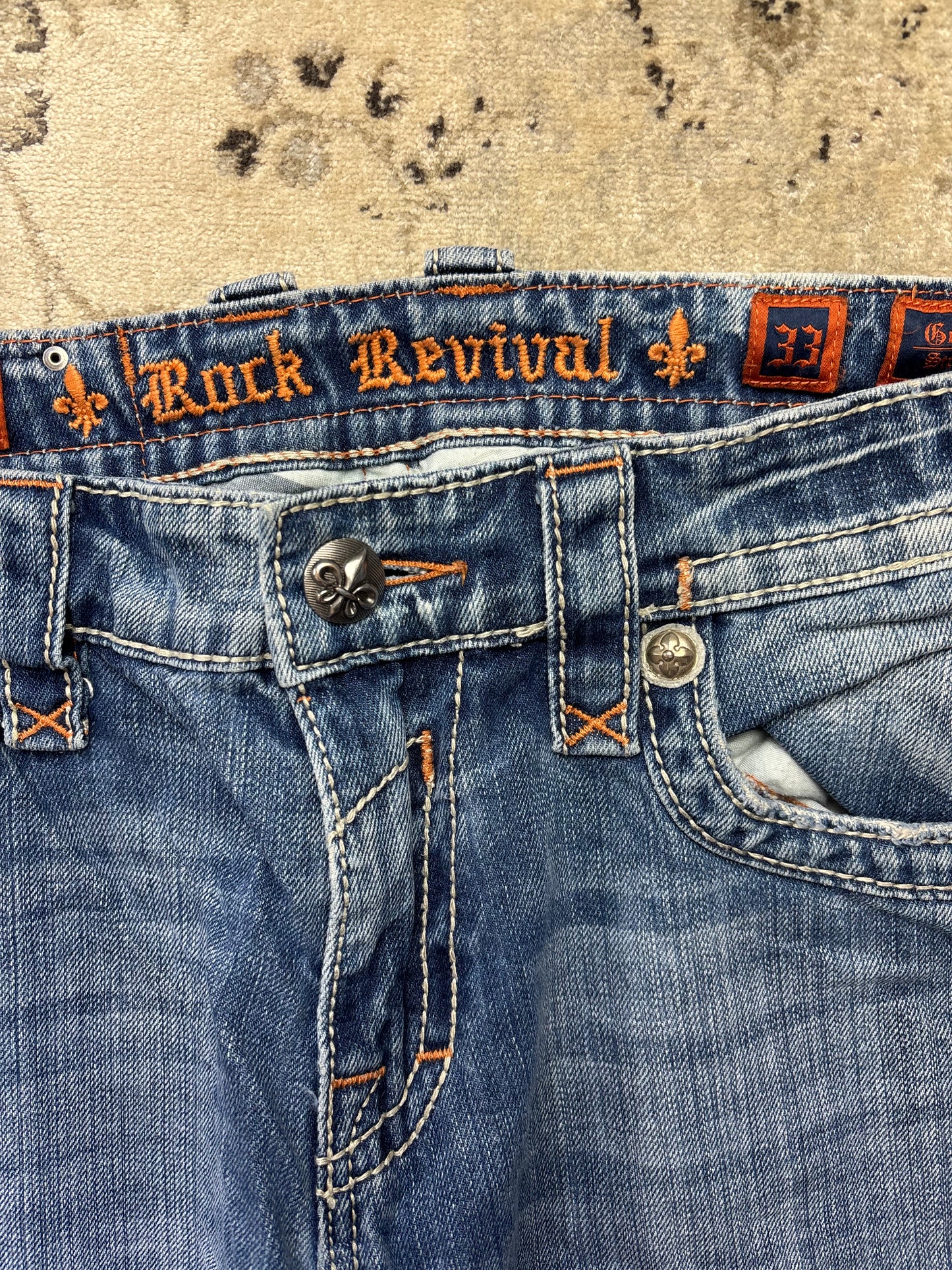 ROCK REVIVAL JEANS W33 L32 #RR37