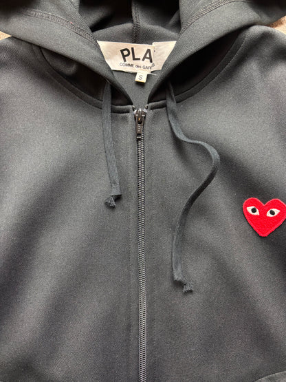 CDG PLAY BLACK ZIP UP HOODIE (S)