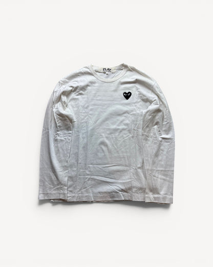 CDG PLAY WHITE LONGSLEEVE (M)