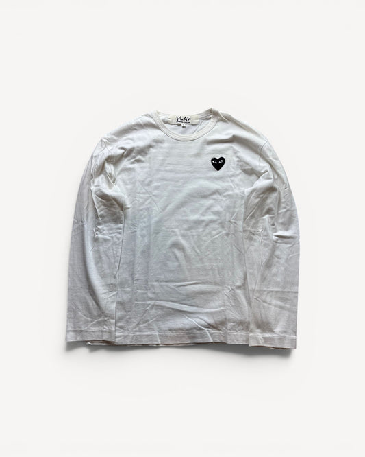 CDG PLAY WHITE LONGSLEEVE (M)