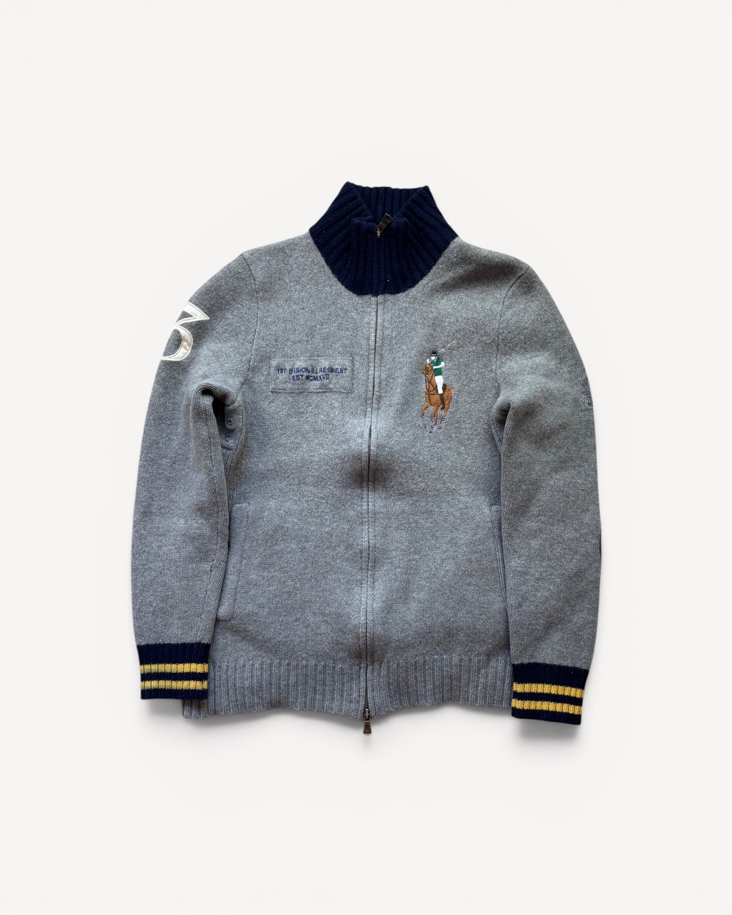 RALPH LAUREN GREY ZIP UP KNIT (S)
