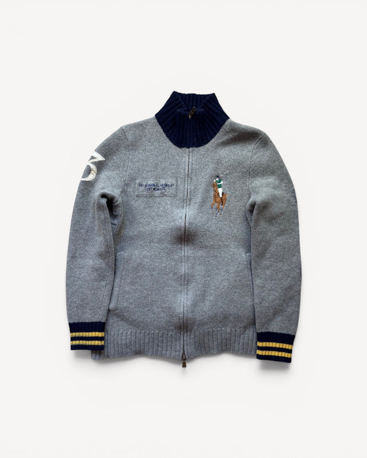 RALPH LAUREN GREY ZIP UP KNIT (S)