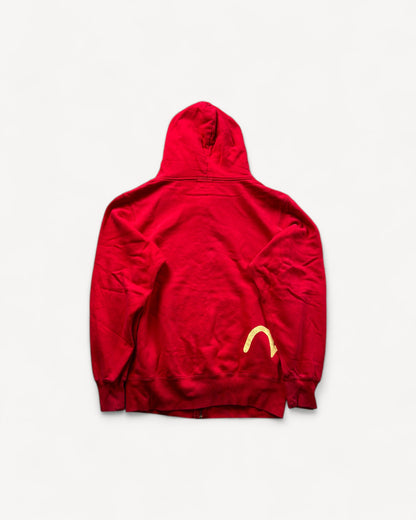 EVISU RED ZIP UP HOODIE (L)