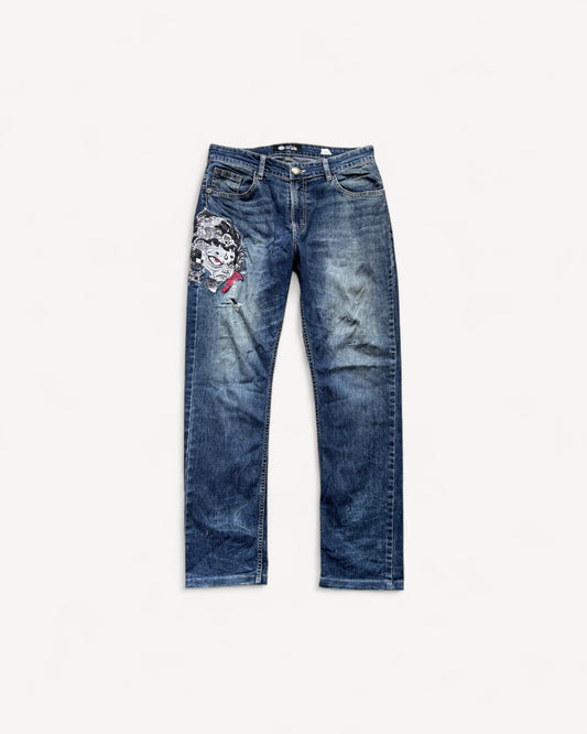 JAPANESE EMBROIDERED DENIM W32 L32 #JAP11