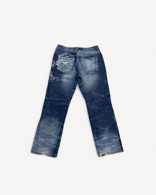 JAPANESE EMBROIDERED DENIM W32 L32 #JAP5