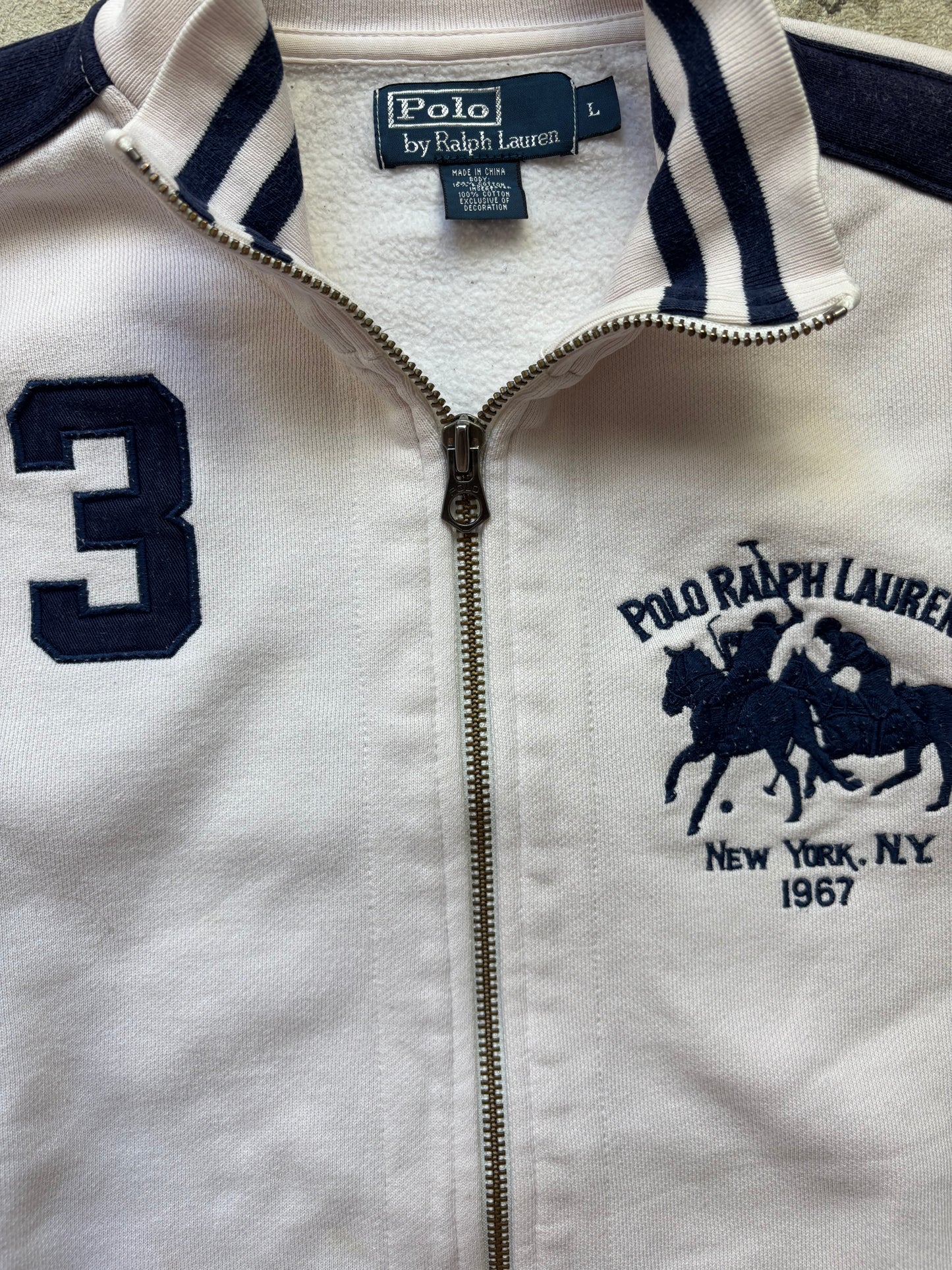 RALPH LAUREN WHITE ZIP UP HOODIE (L)