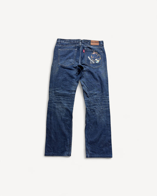 JAPANESE EMBROIDERED DENIM W32 L32 #JAP7