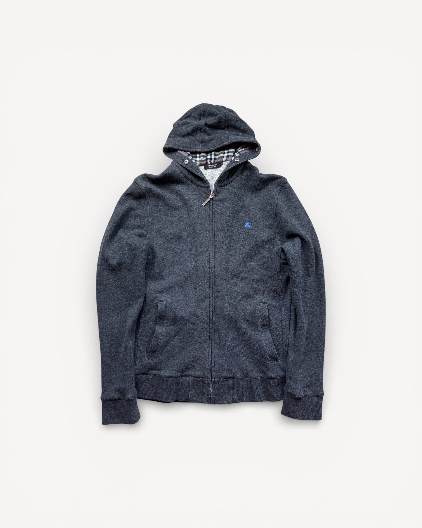BURBERRY DARK GREY ZIP UP HOODIE (S)