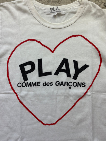 CDG PLAY WHITE T-SHIRT (S)