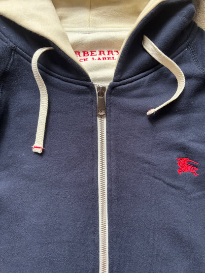 BURBERRY NAVY ZIP UP HOODIE (S)