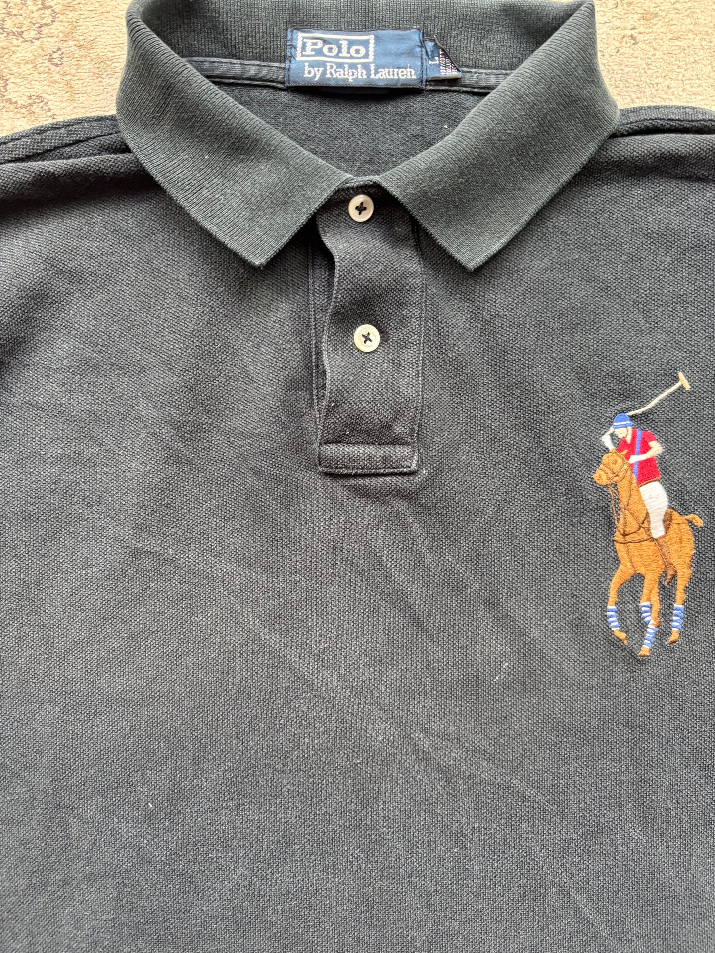 RALPH LAUREN LONGSL. POLO SHIRT BLACK (L)
