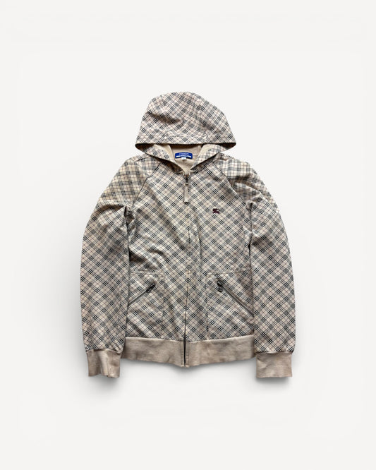 BURBERRY BEIGE NOVACHECK ZIP UP HOODIE (S)