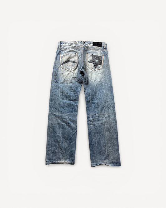 JAPANESE EMBROIDERED DENIM W33 L32 #JAP10