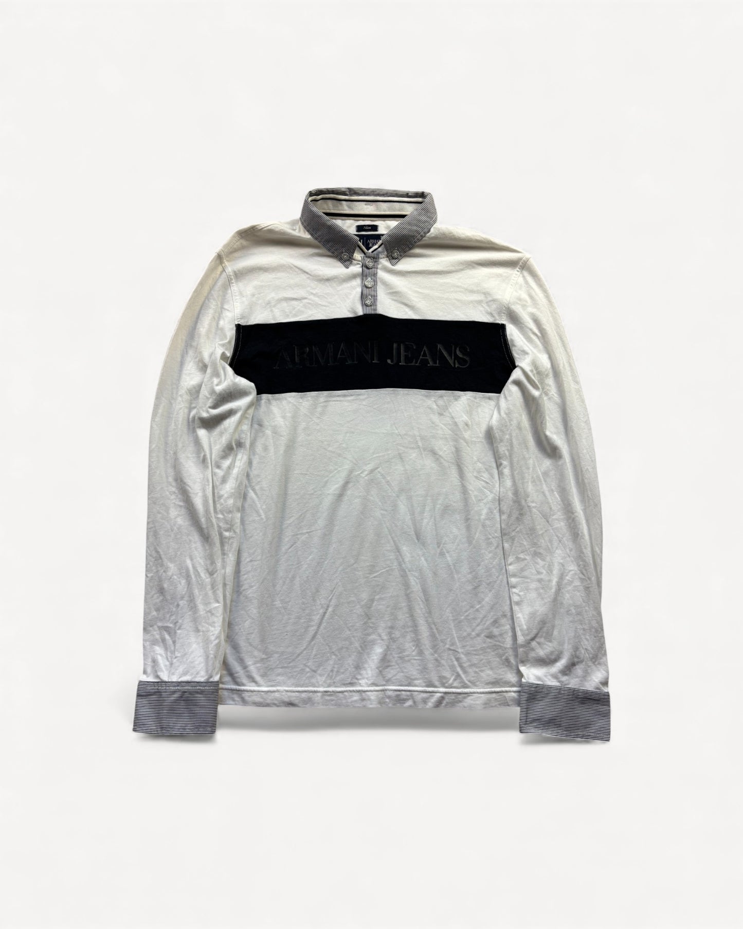 ARMANI WHITE LONGSL. POLO SHIRT (L)