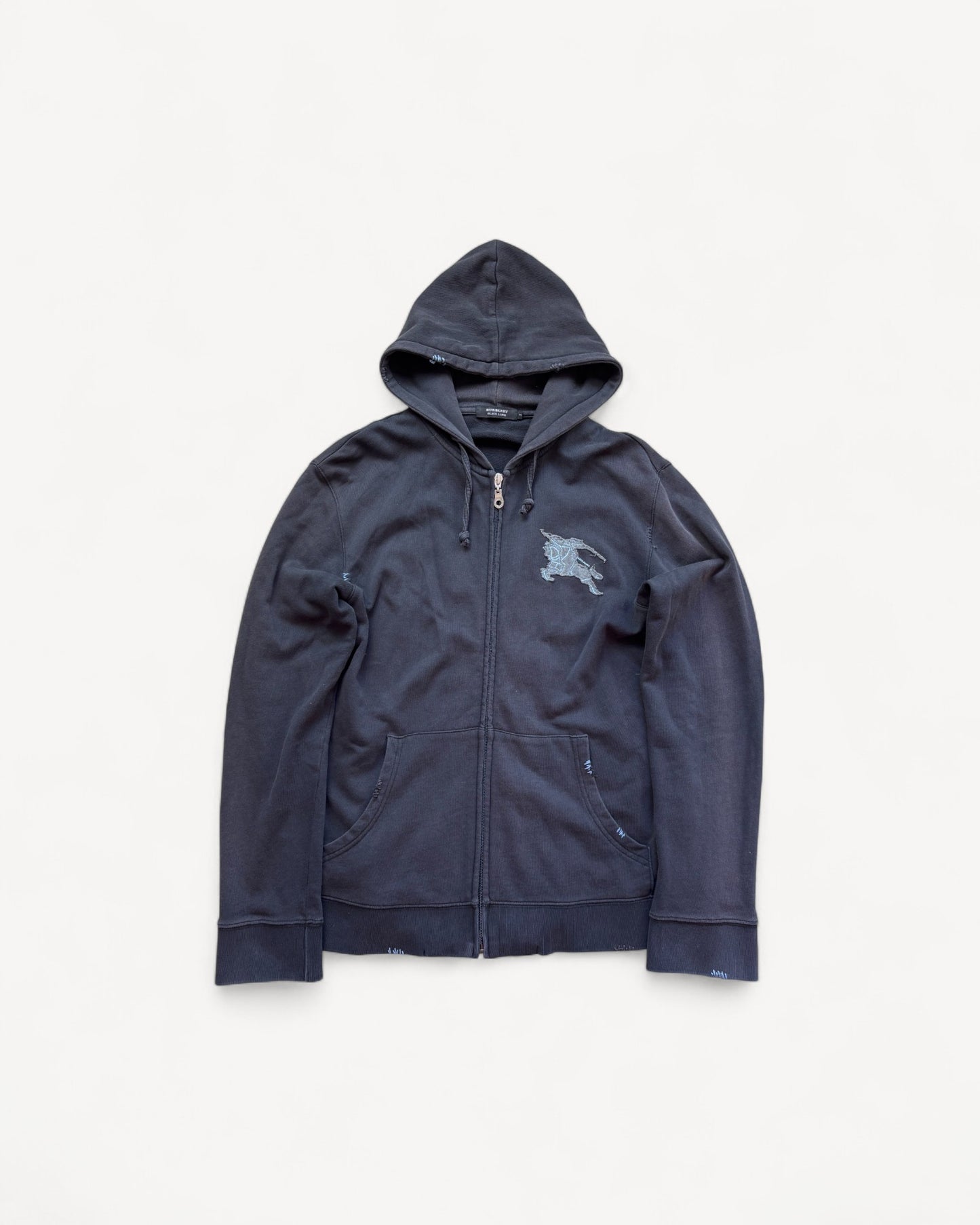 BURBERRY BLACK ZIP UP HOODIE (S/M)
