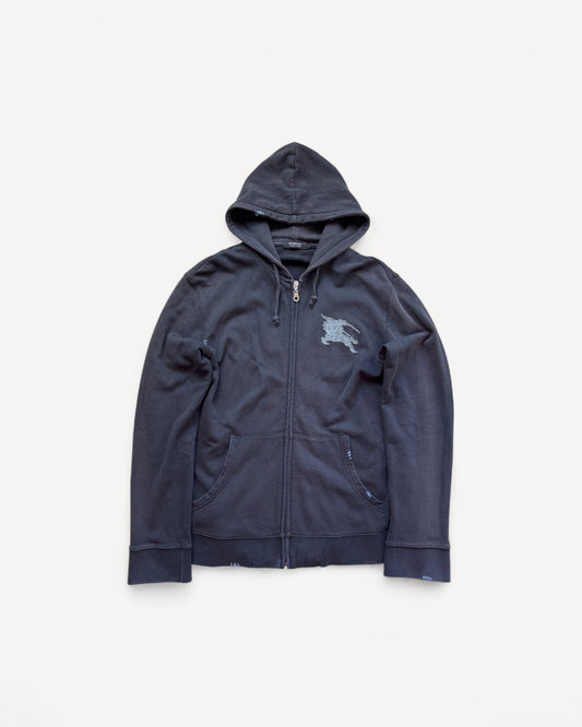 BURBERRY BLACK ZIP UP HOODIE (S/M)