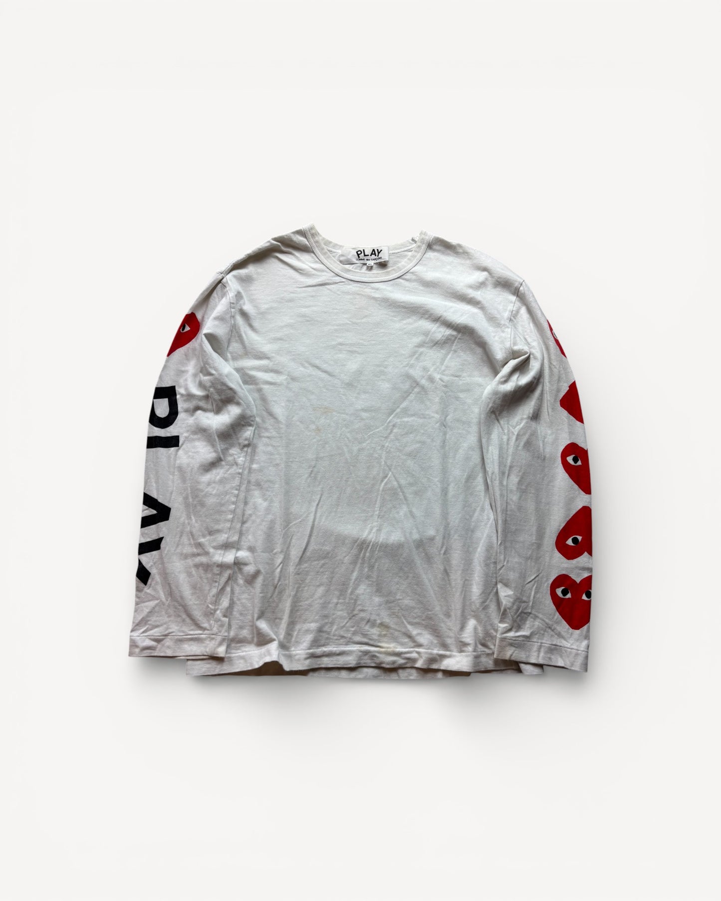 CDG PLAY WHITE LONGSLEEVE (L)