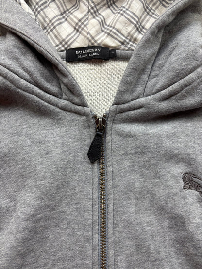 BURBERRY GREY ZIP UP HOODIE (S)